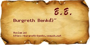 Burgreth Benkő névjegykártya